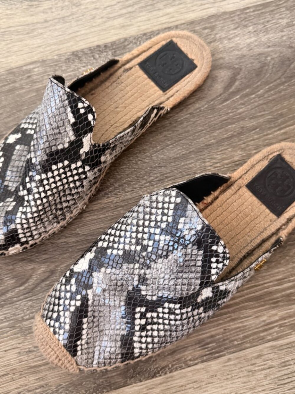 Tory Burch Max Snake Espadrille Mules Size 9